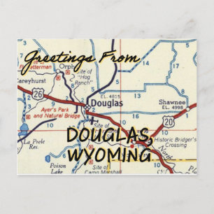 Douglas Wyoming Vintag Map Postkarte