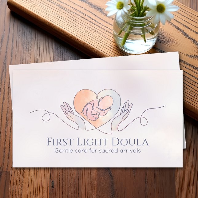 Doula - Birth Coach - Line Art and Watercolor Visitenkarte (Von Creator hochgeladen)