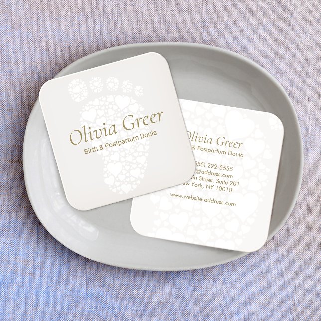 Doula Birth Coach Midfrau Säugling Foot Quadratische Visitenkarte (Von Creator hochgeladen)