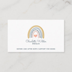 Doula Birth Coach Watercolor Rainbow Business Card Visitenkarte