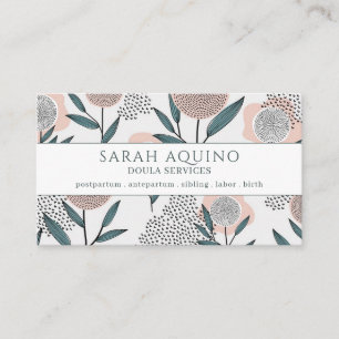 Doula Floral Pattern Business Card Visitenkarte
