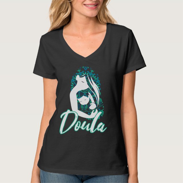 Doula Flower Floral Birth Coach T-Shirt (Vorderseite)