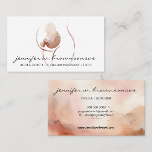 Doula Geburt Aquarell Schwangere Baby Neugeborenes Visitenkarte