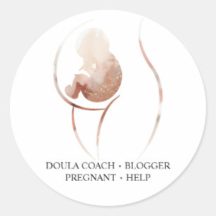 Doula Geburt Aquarell Schwangerschaft Hilfe Baby N Runder Aufkleber