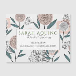 Doula Magnetic Business Card Pfirsichkoralle Flora Magnetkarte