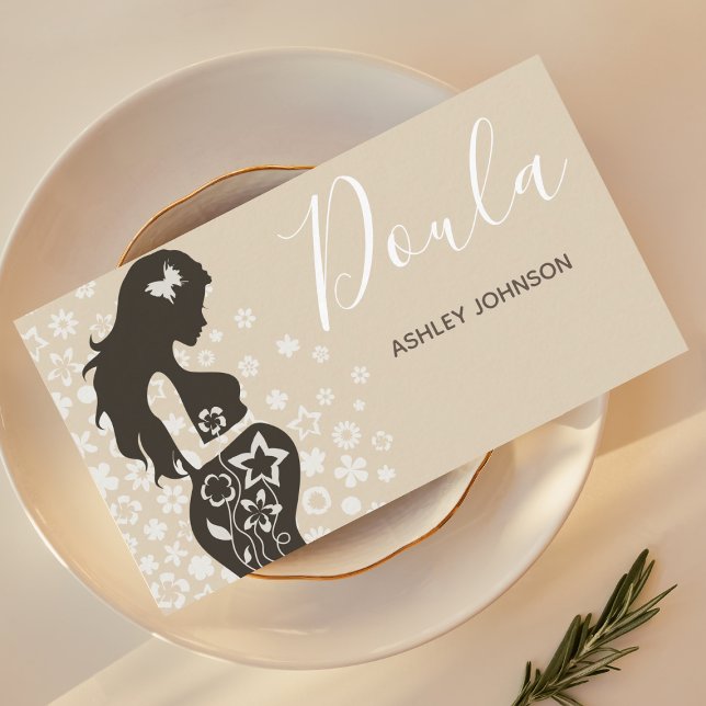 Doula Midfrau Birth Coach Floral Women Silhouette Visitenkarte (Von Creator hochgeladen)