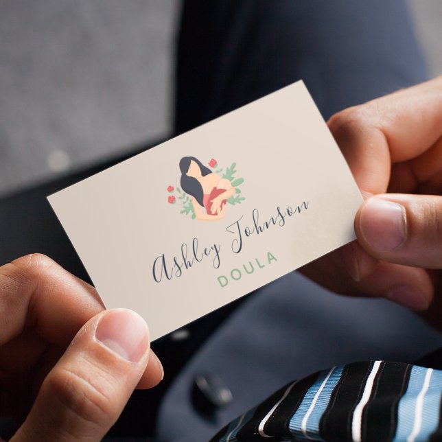 Doula Midfrau Birthing Coach Elegant Leafy Pflanze Visitenkarte (Von Creator hochgeladen)