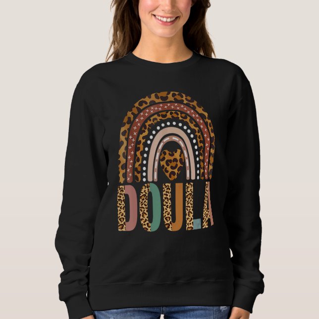 Doula Mother Helper Delivery Midwife Leopard Rainb Sweatshirt (Vorderseite)