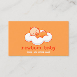 Doula New Baby Sleeping on Cloud Orange Visitenkarte