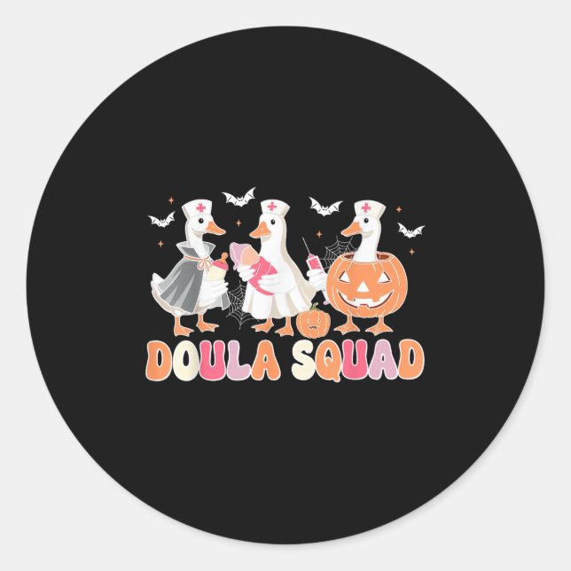 Doula Squad Goose Spooky Halloween Lactation Consu Runder Aufkleber (Vorderseite)