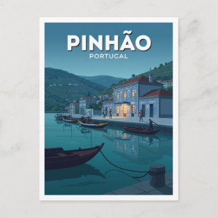 Douro-Fluss am Bahnhof Pinhão Portugal Postkarte