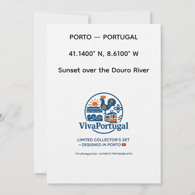 Douro Sunset Portugal Travel Art Invitation – Port Einladung (Rückseite)