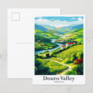 Douro-Tal Portugal Vintage-Reiseillustration Postkarte
