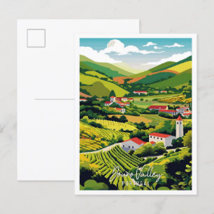 Douro-Tal Portugal vintage Reiseillustration Postkarte