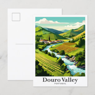 Douro-Tal Portugal Vintage-Reiseporträt Postkarte