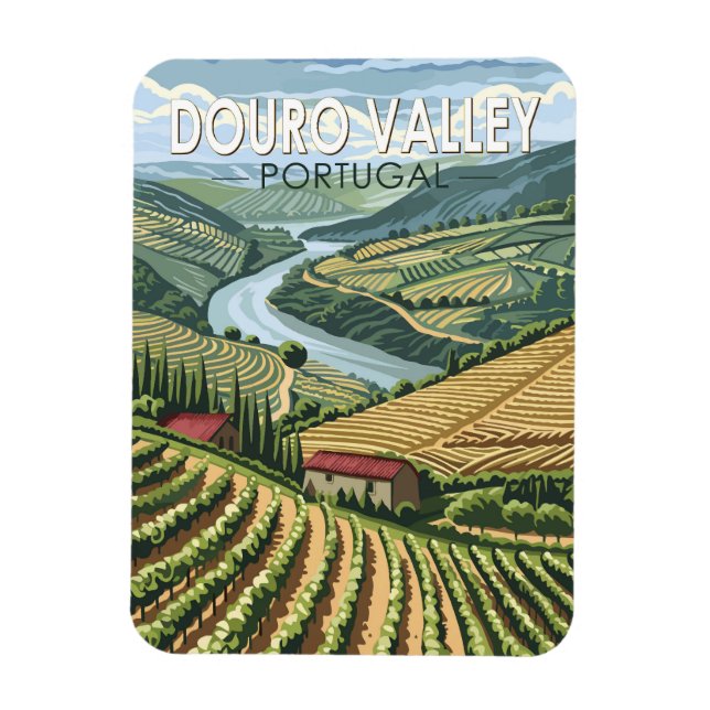 Douro Valley Portugal Reisen Kunst Vintag Magnet (Vertikal)