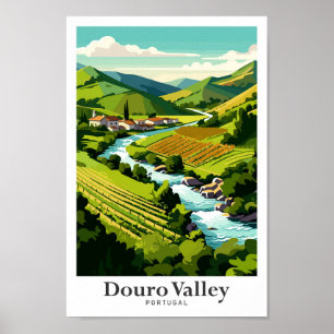 Douro Valley Portugal Vintage Travel Portrait Poster