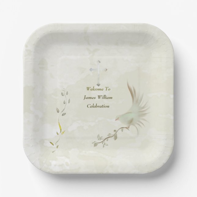 Dove and golden leaves  paper plates  pappteller (Vorderseite)