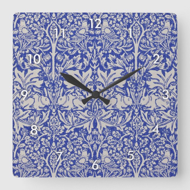 Dove and Rabbit, William Morris Quadratische Wanduhr (Vorderseite)