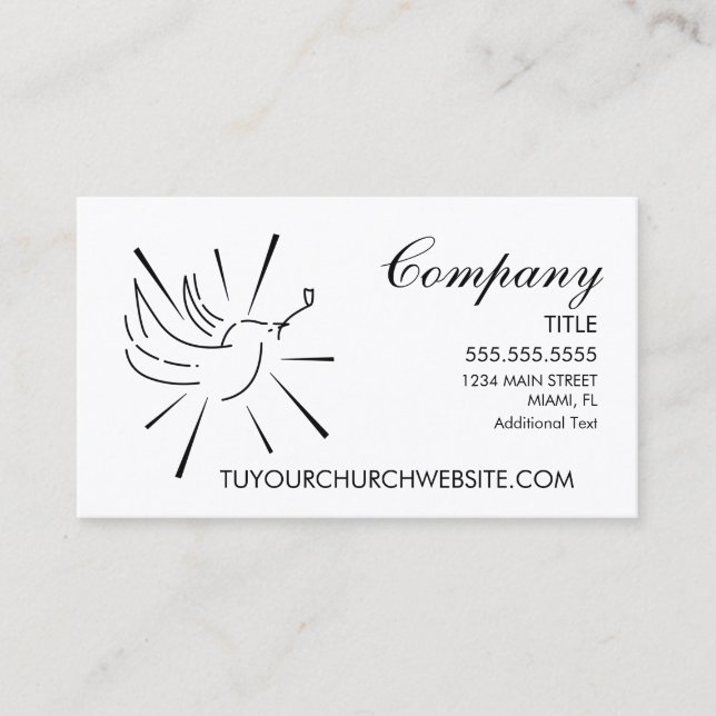 Dove Bird Logo Church Business Card Visitenkarte (Vorderseite)