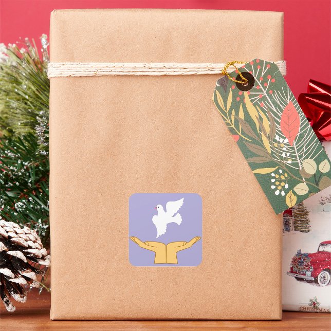 Dove Bird World Peace White Quadratischer Aufkleber (Von Creator hochgeladen)