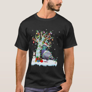 Dove Bird Xmas Weihnachtsmannmütze leuchten Bäume  T-Shirt