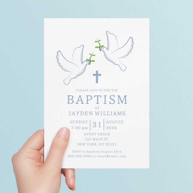 Dove Blue Boy Taufe Einladung (Dove Blue Boy Baptism Invitation
)