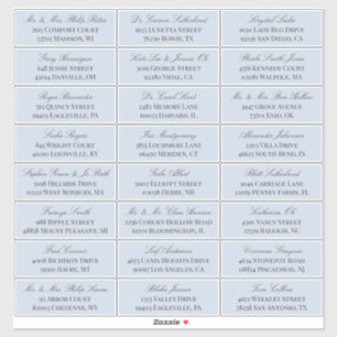Dove Blue Elegant Script 24 Hochzeitsgastadresse Aufkleber