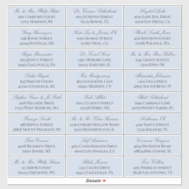 Dove Blue Elegant Script 24 Wedding Guest Address Aufkleber