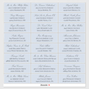 Dove Blue Elegant Script 24 Wedding Guest Address Aufkleber