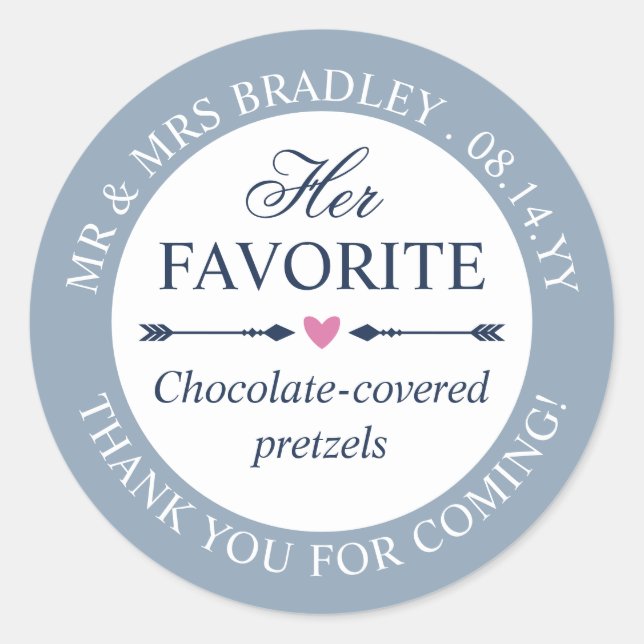 Dove Blue Heart Pfeile ihre Lieblings-Gastgeschenk Runder Aufkleber (Vorderseite)