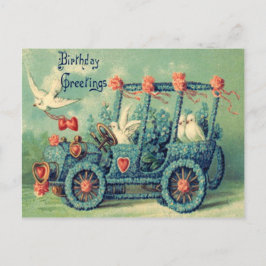 Dove Car Vergessen-Me-Not-Herz-Rose Postkarte