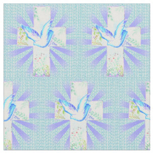 Dove Christlich Cross Fabric Stoff