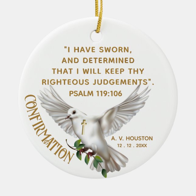 Dove Confirmation Scripture Verse Keramik Ornament (Vorne)