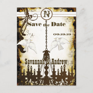 Dove Country Chic Rustic Khandelier Save the Date Ankündigungspostkarte