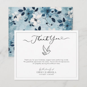 Dove Cross Blue Floral Memorial Danke Karte