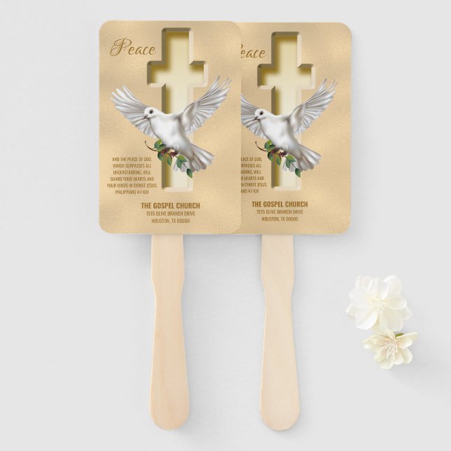 Dove Cross Personalisiert Scripting Verse Church Fächer (Vorne und Hinten)