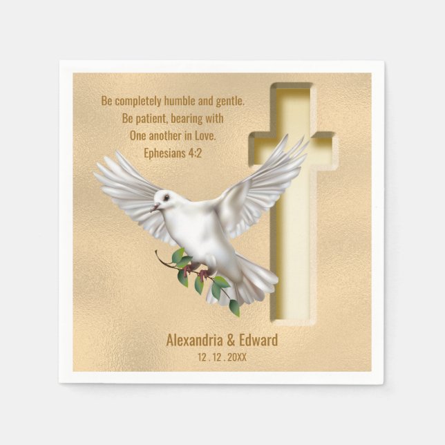 Dove Cross Scripture Verse Ephesians 4:2 Serviette (Vorderseite)