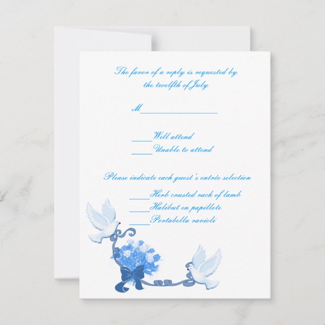 Dove Custom Response Cards RSVP Karte (Vorderseite)