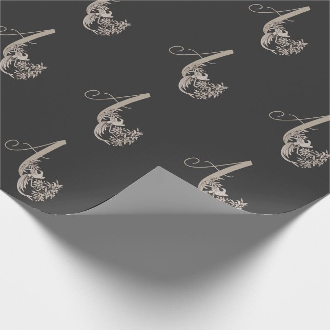 Dove Elegant Monogram Initial A Geschenkpapier (Ecke)