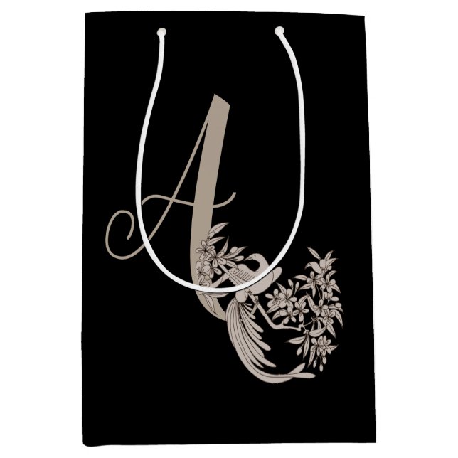 Dove Elegant Monogram Initial A Mittlere Geschenktüte (Vorderseite)