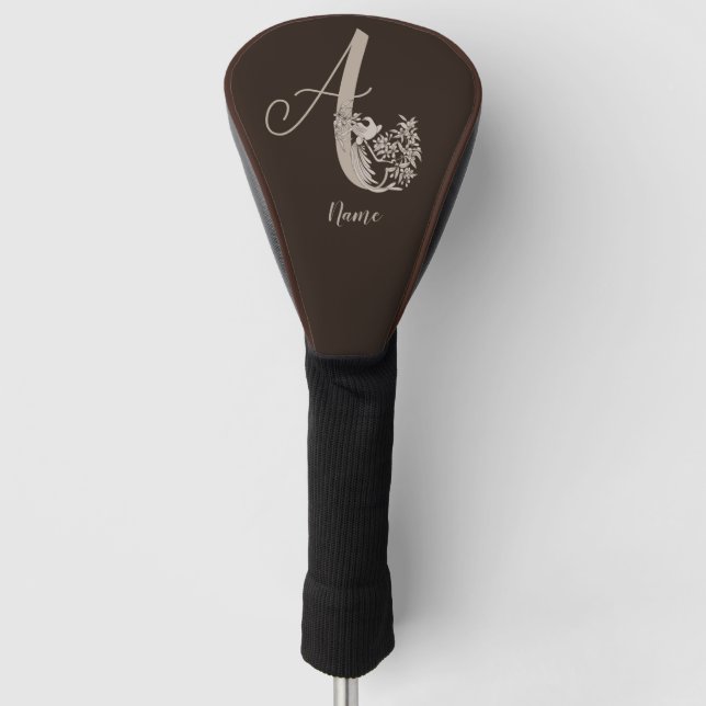 Dove Elegant Monogram Initial A Your Name Golf Headcover (Vorderseite)