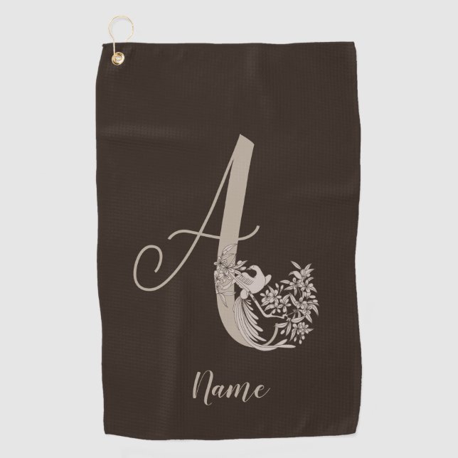 Dove Elegant Monogram Initial A Your Name Golfhandtuch (Vorderseite)