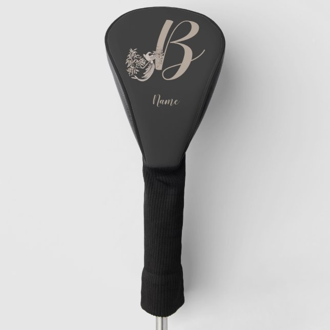 Dove Elegant Monogram Initial B Ihr Name  Golf Headcover (Vorderseite)