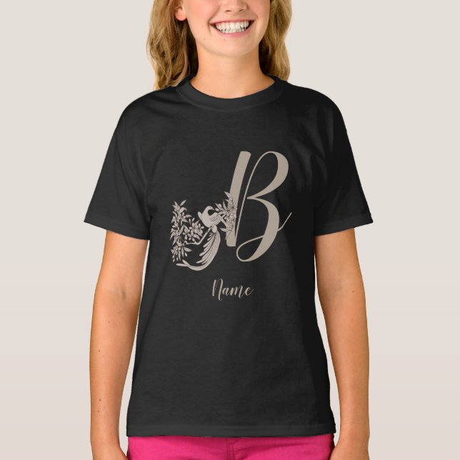Dove Elegant Monogram Initial B Name T-Shirt (Vorderseite)