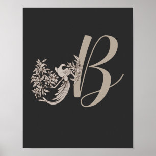 Dove Elegant Monogram Initial B Poster