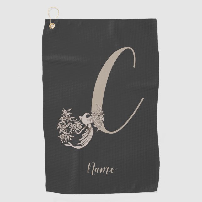 Dove Elegant Monogram Initial C Ihr Name Golfhandtuch (Vorderseite)
