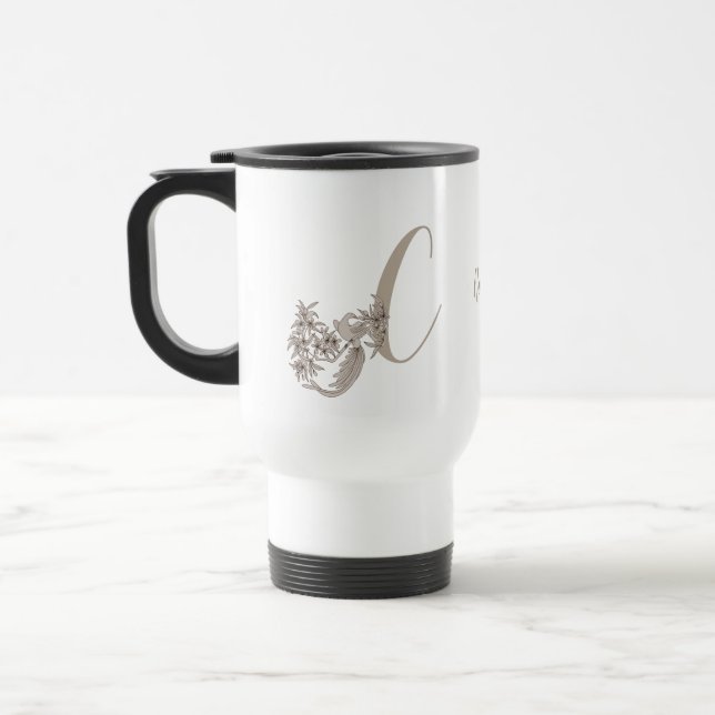 Dove Elegant Monogram Initial C Ihr Name Reisebecher (Links)
