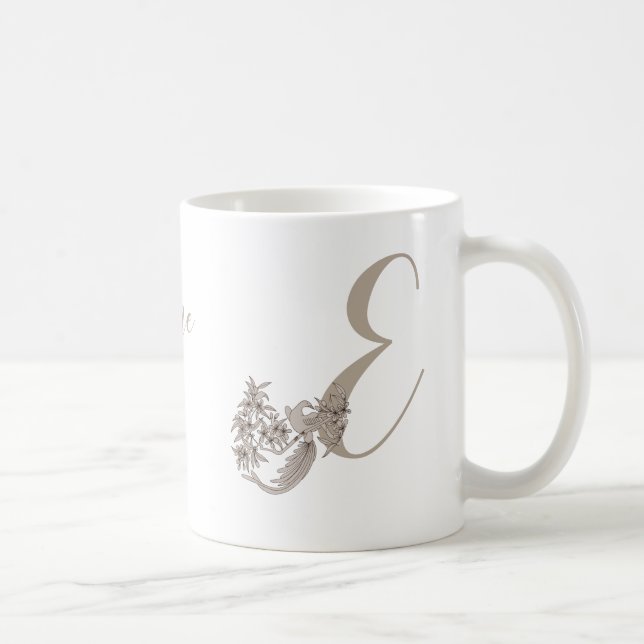 Dove Elegant Monogram Initial E Name Kaffeetasse (Rechts)
