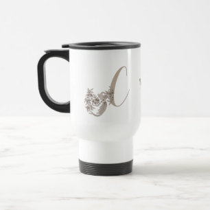 Dove Elegant Monogram Initiale C Personalisiert Reisebecher